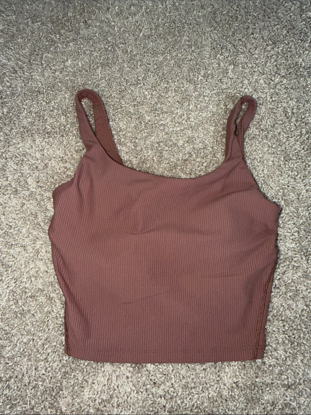 Old Navy Ribbed Scoop Neck Crop Tank Top - Mauve Brown